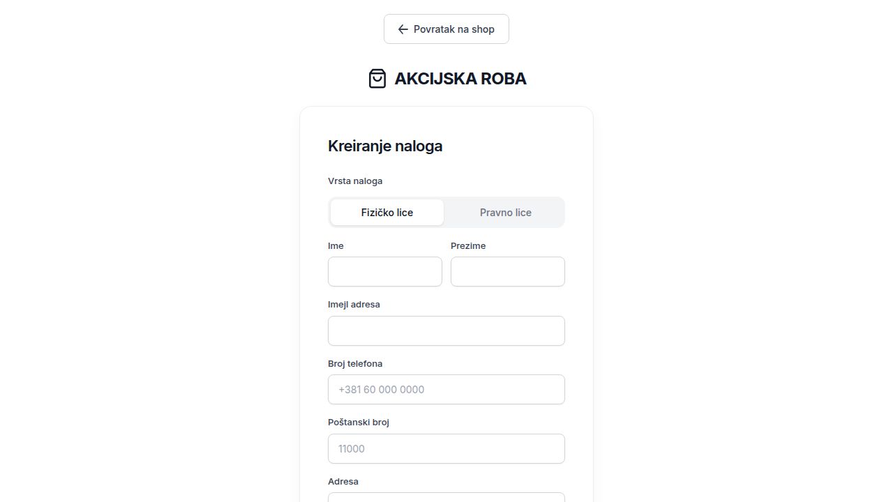 Forma za registraciju