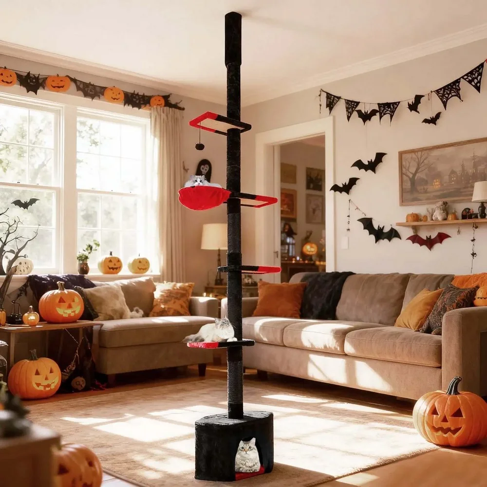 Maca Halloween penjalica i grebalica za Mačke do plafona 300cm Crna — Oštećen primerak